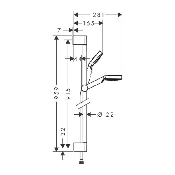 Set de dus Hansgrohe Crometta 100 cu bara 90 cm crom - alb - Img 3
