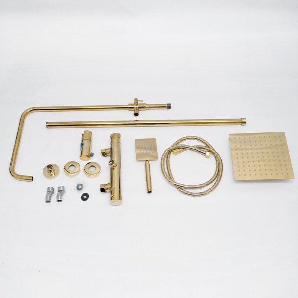 Set De Dus T151C Model Modern cu Termostat si Efect De Ploaie, Culoare Gold - Img 9