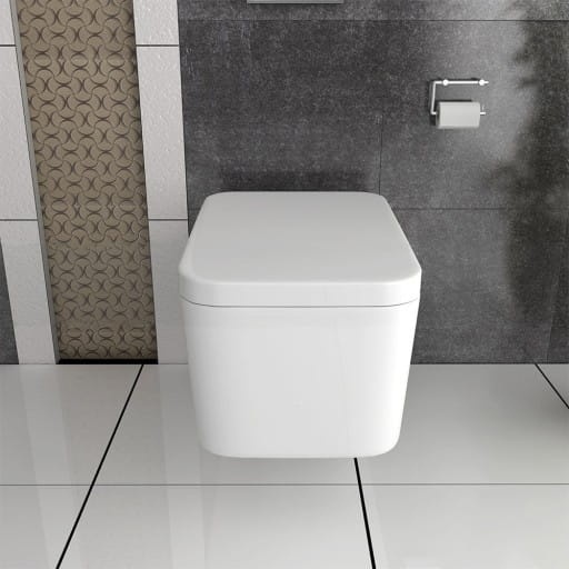 Set Vas WC PRO GEBERIT, Montaj Suspendat, Ceramica Sanitara, Vas WC CUBIC RIMLESS + Capac Soft-Close STANDARD Inclus + Cadru + Clapeta - Img 6