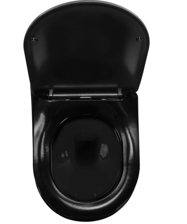 Set vas wc suspendat REA Carlo Flat Mini Negru-Auriu - Img 3