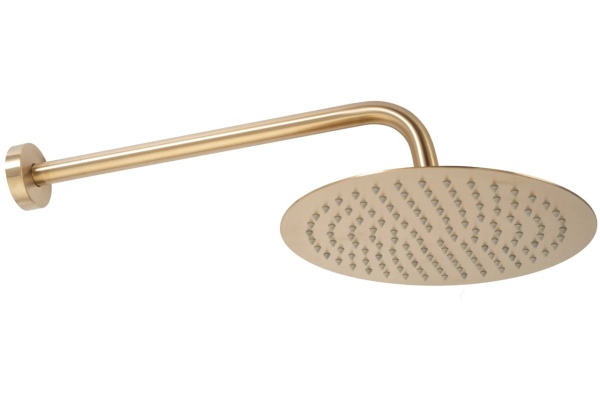 Sistem Complet De Dus REA LUNGO GOLD BRUSHED + BOX, Montaj In Perete, Para Rotunda Tip Ploaie 25x25 Cm, 2 Functii , Auriu Nichelat - Img 2