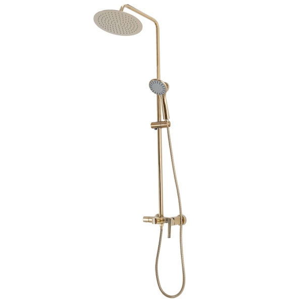Sistem Complet De Dus REA ROGER GOLD, Montaj Pe Perete,Para Rotunda Tip Ploaie 25x25 cm, 2 Functii De Curgere A Apei, Finisaj GOLD - Img 6