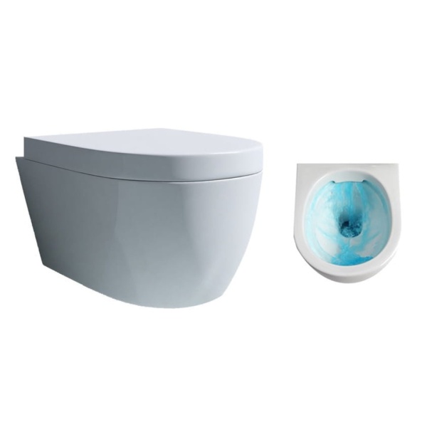 Vas WC PRO LAURA Rimless, suspendat, ceramica, 50 x 36 x 35.5 cm, Capac Soft-Close Duroplast Inclus, Alb - Img 4