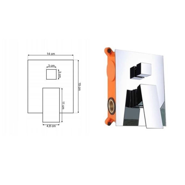 Baterie Cada PRO QUADRO, Montaj Pe Perete, Finisaj Crom, Dus De Mana Inclus - Img 4