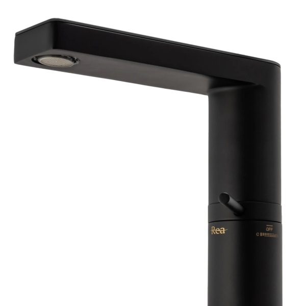 Baterie Lavoar Cu Afisaj Led Pentru Temperatura Apei, REA MILS, Montaj Pe Blat, Capat Fix, Monocomanda, Inaltime 15 Cm, Negru - Img 4