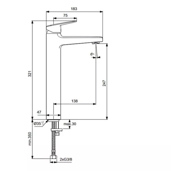 Baterie lavoar inalta cu monocomanda Ideal Standard Ceraplan BD236AA - Img 6