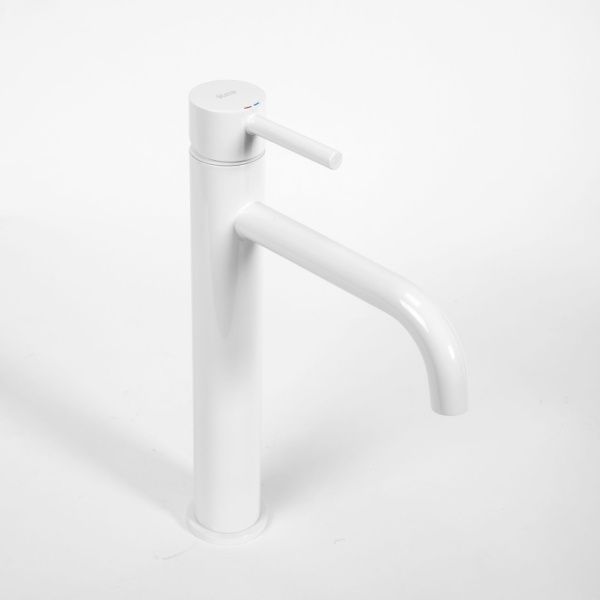 Baterie Lavoar Inalta REA LUNGO WHITE HIGH Montaj Pe Blat, Capat Fix, Inaltime 28 Cm, Finisaj Alb - Img 4