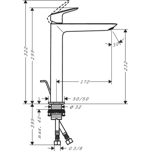 Baterie lavoar monocomanda negru mat Hansgrohe Logis 240 - Img 2