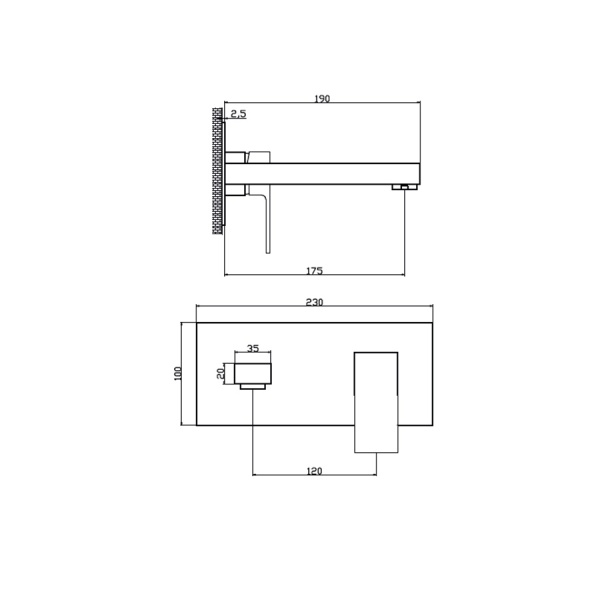 Baterie Lavoar PRO QUADRO GOLD, Montaj Incastrat In Perete, Monocomanda, Culoare Auriu - Img 2