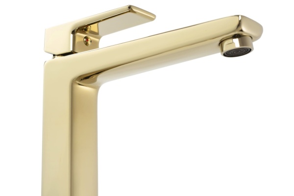 Baterie Lavoar REA ORIX GOLD High, Montaj Pe Blat, Capat Fix, Monocomanda, Inaltime 27.5 Cm, Finisaj Auriu - Img 2