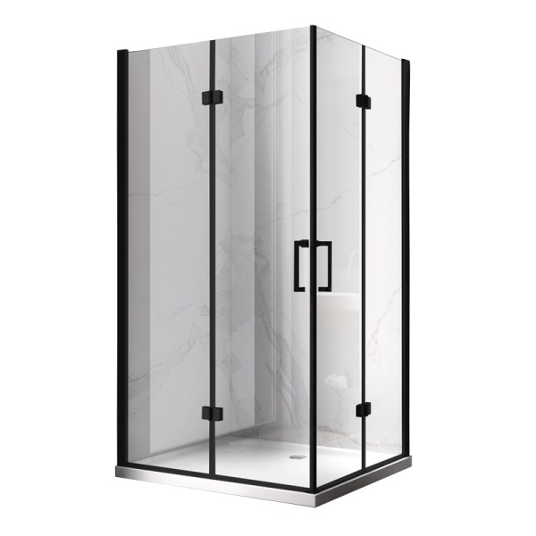 Cabina de dus dreptunghiulara cu rame negre si cadita de dus neagra KZ13A/ST04A 100x 90 cm - Img 6