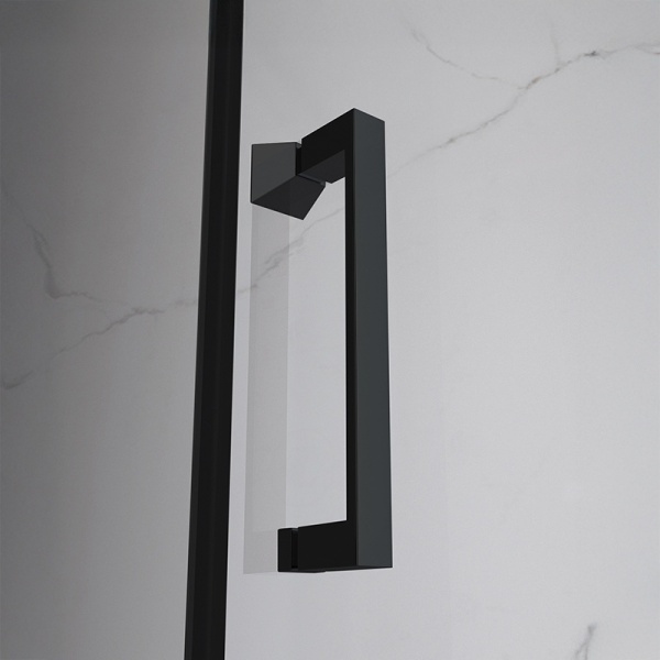 Cabina de dus dreptunghiulara din sticla securizata cu 3 pereti si rame negre KZ23D 100 x 70 cm - Img 6