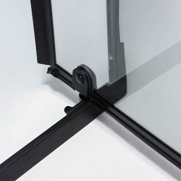 Cabina de dus KZ91A Pentagonala 80x80cm, Culoare Negru+Cadita de dus , Culoare Alb - Img 5
