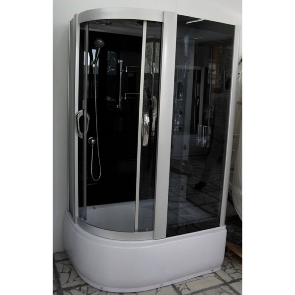 Cabina de dus MO-09912 cu Hidromasaj si sauna 120x85cm, Design Modern, Stanga, Culoare Crom/Alb - Img 3
