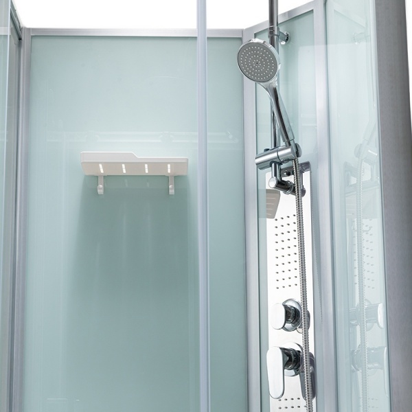 Cabina de dus patrata cu rame cromate si hidromasaj Lisa Brushed Chrome 90 x 90 cm - Img 6