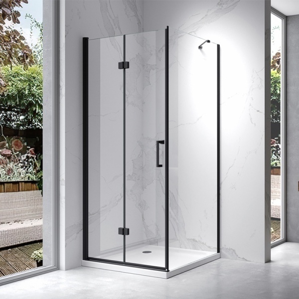 Cabina de dus patrata din sticla securizata cu rame negre KZ20B 80 x 80 cm - Img 2