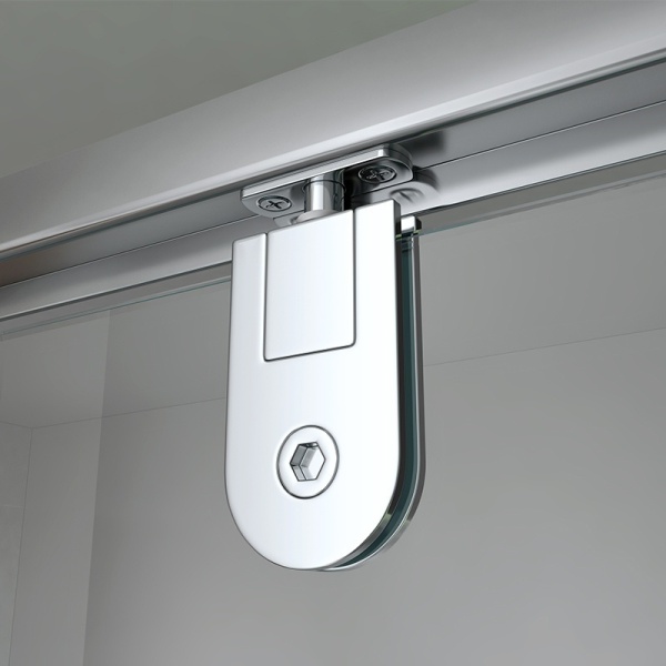 Cabina de dus Patrata KZ04C, Dimensiune 90x90cm, Culoare Crom+Cadita de dus RIKO neagra - Img 3