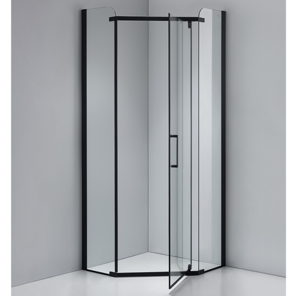 Cabina de dus pentagonala cu rame negre si cadita neagra inclusa KZ91A/ST07A 80 x 80 cm - Img 3