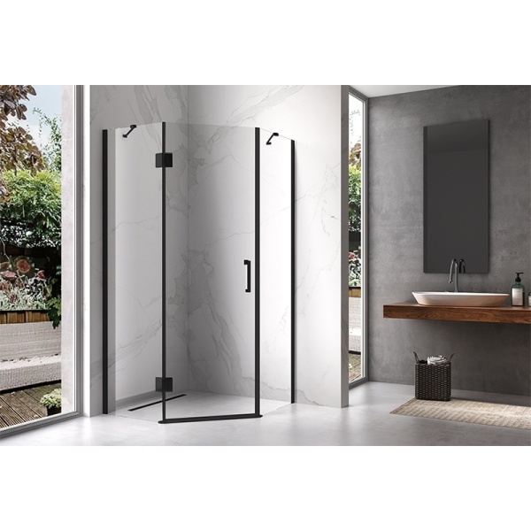 Cabina de dus pentagonala KZ10A neagra 80x80 cm - Img 6