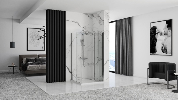 Cabina de dus Rea Fold N2, Dimensiune 80x80cm, Culoare Crom - Img 2