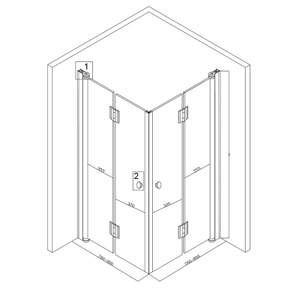 Cabina dus patrata BS05A, 80x80 cm, Culoare Negru, Sticla Securizata 6 mm - Img 4