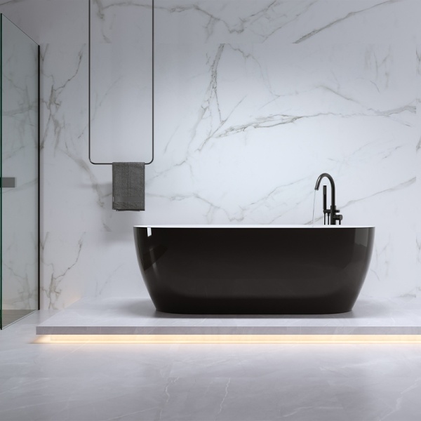 Cada de baie Cesana 518C 150x75cm, Culoare Negru , Deversor Negru - Img 6