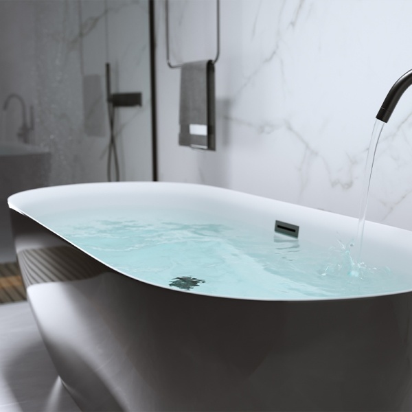Cada de baie Cesana 518C 170x75cm, Culoare Negru , Deversor Negru - Img 6