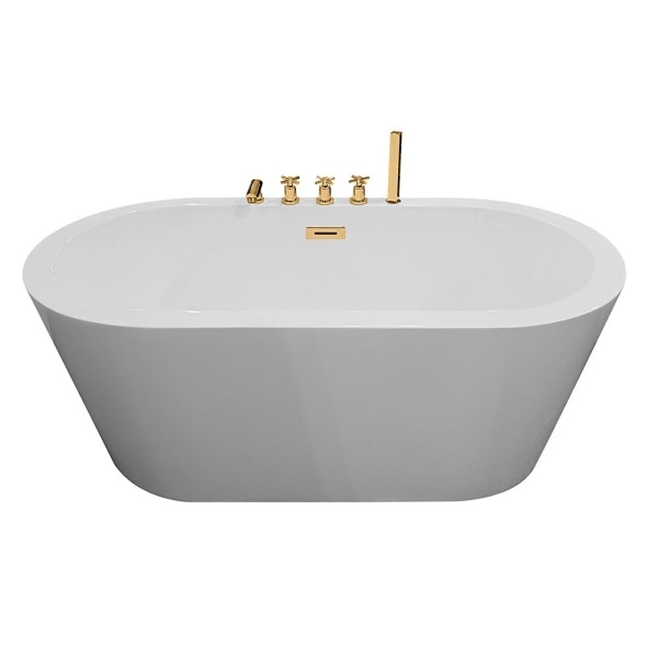 Cada de baie freestanding cu baterie aurie 148X75X58cm - Img 3