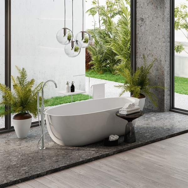 Cada de baie PORTO 503B, Dimensiune 170x75cm, Culoare Alb, Deversor Auriu - Img 9