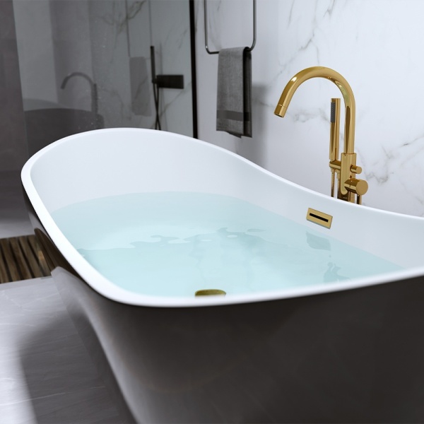 Cada de baie Rica 513A 150x75cm,Culoare Negru , Deversor Auriu - Img 2