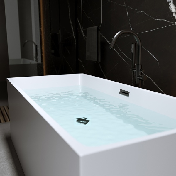 Cada de baie Santa 507A 150x75cm, Culoare Alb , Deversor Negru - Img 3