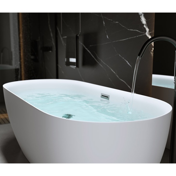 Cada de baie suport 150x75cm Cesana 518A, Culoare Alb , Deversor Cromat - Img 6