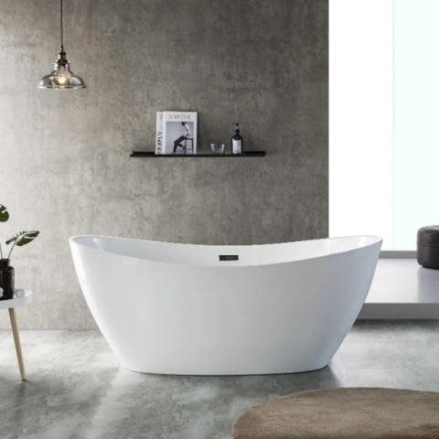 Cada de baie suport 160x75cm, Rica513B, Culoare Alb, Deversor Cromat - Img 4