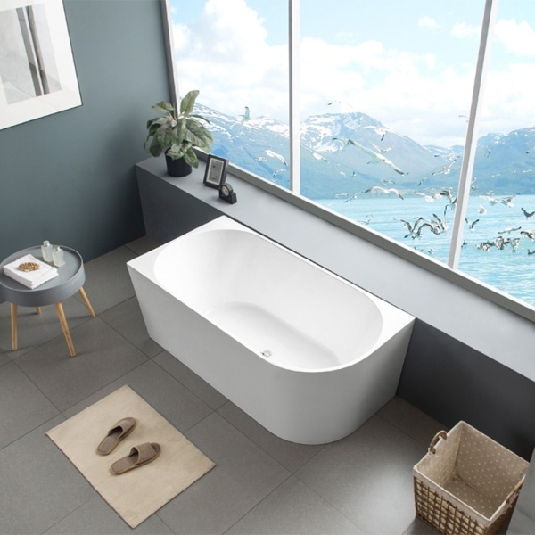 Cada de baie Suport MERA509C 160X75cm, Culoare Alb, Deversor Crom/ Stanga - Img 9