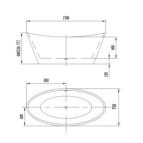 Cada freestanding Florida, Selena P 170, ovala, cu instalatie completa, alb - Img 3