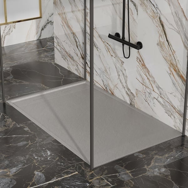 Cadita de dus dreptunghiulara slim imitatie piatra Deko 140 x 80 cm gri - Img 3
