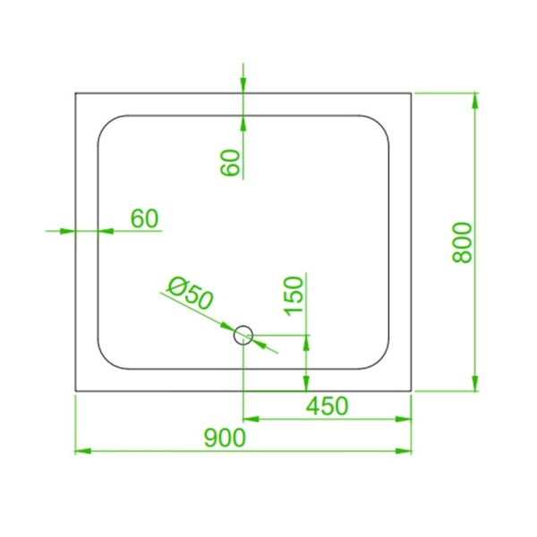 Cadita de dus Inalta SX03B, Dreptunghiulara 90x80cm, Culoare Negru - Img 7