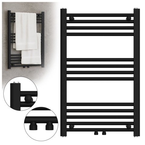 Calorifer vertical CORSO-BL-3 pentru baie 80x50, negru - Img 12