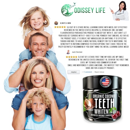 Carbune activ BIO pentru albirea dintilor Odissey Life fabricat in SUA, pudra organica din carbune activ nuca de cocos, 30 g - Img 6