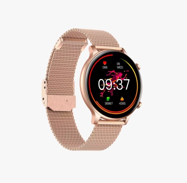 Ceas Smartwatch SeveShop, Rezistent la Apa, Notificari Apeluri, SMS si Social Media, Monitorizare Activitati Fizice, Somn, Ritm Cardiac si Pedometru, Player Muzica, Ecran Tactil si Autonomie Extinsa, Design Elegant, Gold - Img 2
