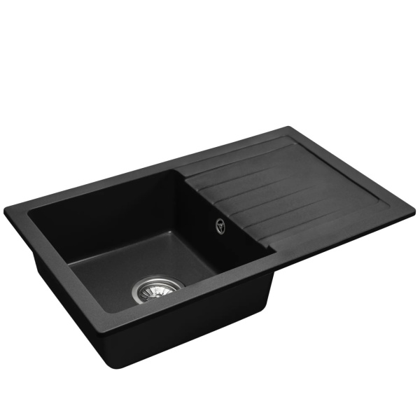 Chiuveta Bucatarie Pro GRANIT DAG BLACK, Dimensiuni 43.5 x 75 x 15 cm, 1 Cuva, Picurator Reversibil, Incastrabila, Forma Dreptunghiulara, Negru - Img 7
