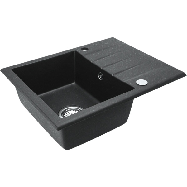 Chiuveta Bucatarie REA NORTH BLACK, Dimensiuni 48.5 x 59.5 x 18 cm , Picurator Reversibil, Incastrabila, Dreptunghiulara, Negru cu Picatele - Img 2