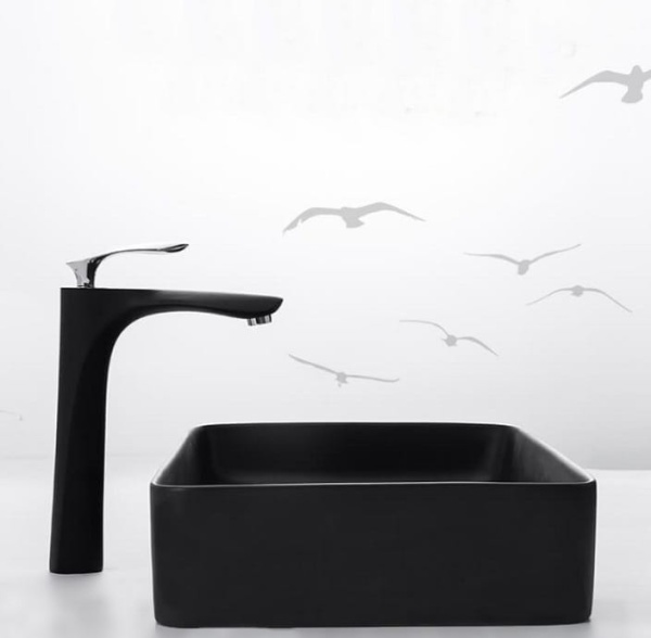 Chiuveta de blat PRO ERA CUBIC, Dimensiuni 51cm x 35 x 11 cm, Ceramica,Fara Gaura Baterie, Negru - Img 3