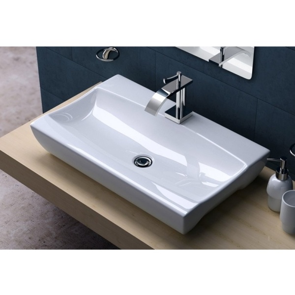 Chiuveta De Blat PRO STELLA, diferite dimensiuni, Montaj Pe Blat, Design Deosebit, Forma Dreptunghiulara, Ceramica Sanitara, Alb - Img 3