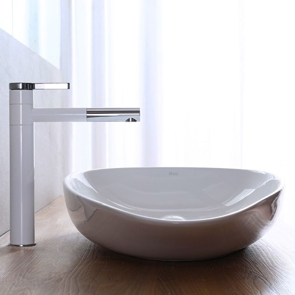 Chiuveta de blat REA Greta 75, Montaj Pe Blat, Design Deosebit, Ceramica Sanitara, Alb - Img 5