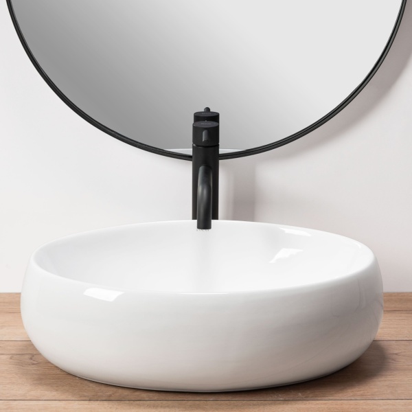 Chiuveta de blat REA Linda, 34.1x48.3 X 14.5 Cm, Montaj Pe Blat, Design Deosebit, Ceramica Sanitara, Alb - Img 5