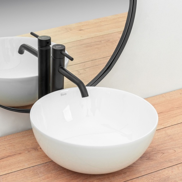 Chiuveta de blat REA Stella White, 36x36 X 15 Cm, Montaj Pe Blat, Design Deosebit, Ceramica Sanitara, Alb - Img 6