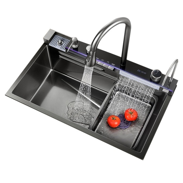 Chiuveta de bucatarie ARGOS multifunctionala, Dimensiune 75x46cm, Culoare Negru, Termostat cu Display LCD - Img 5