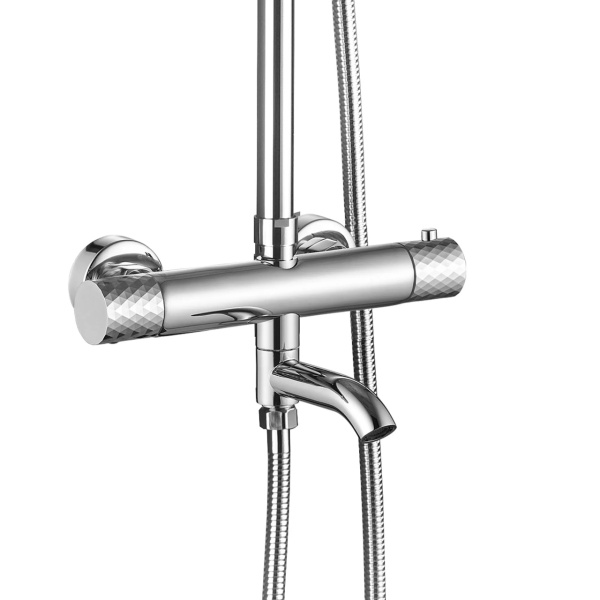 Coloana de dus cu termostat Lungo Diamond, Culoare Crom - Img 4