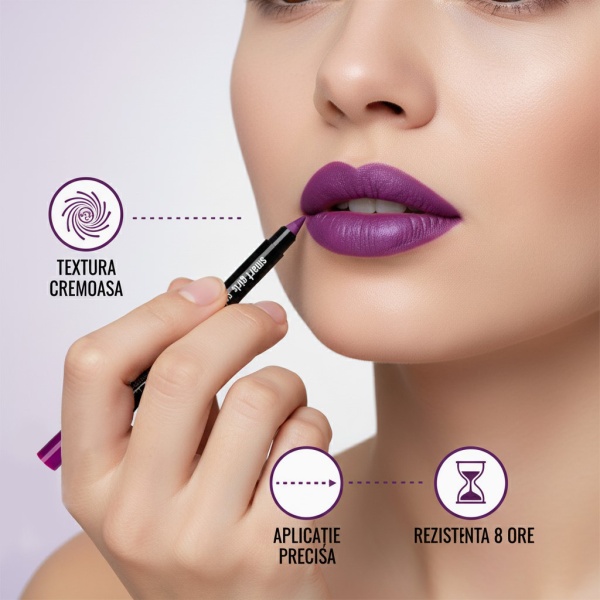 Creion de buze Smart Girls Get More, rezistent la apa, cremos, mov - Img 6